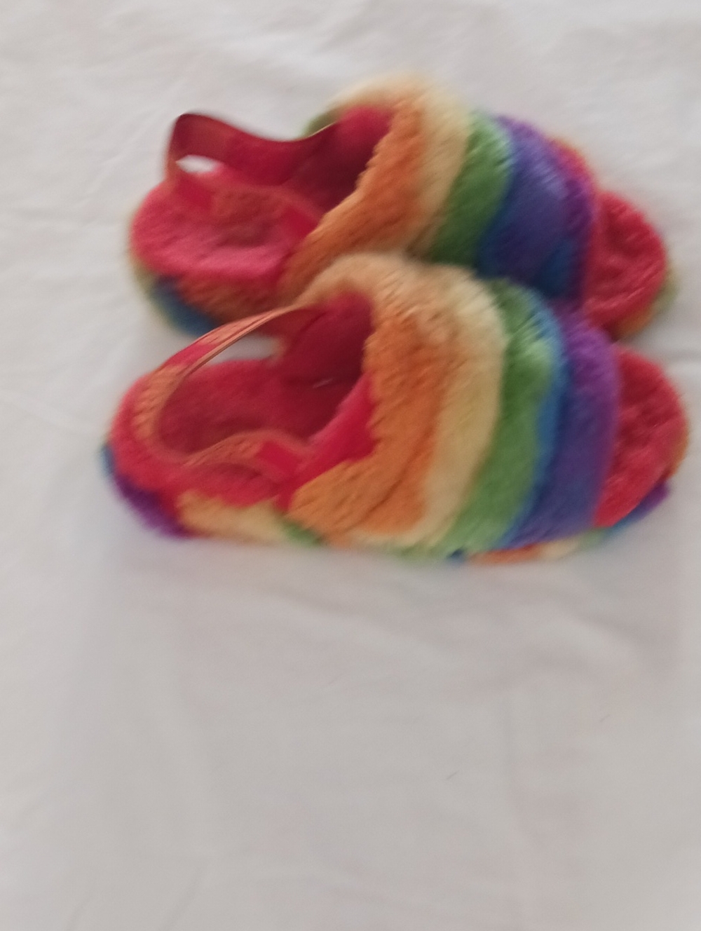 UGG's Women's Rainbow Fuzzy Slide Sandals with Back Strap - Multicolor